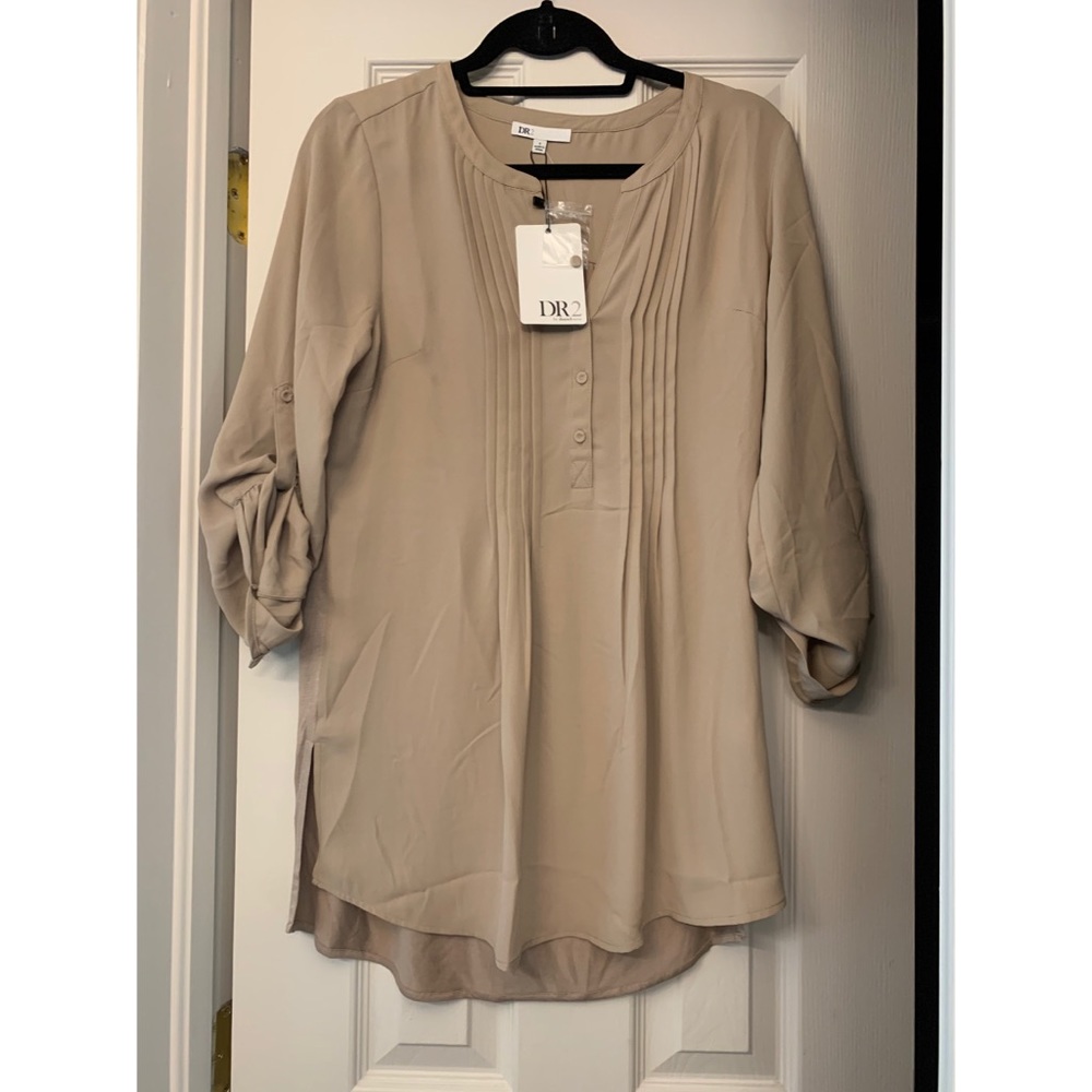 Tan button down blouse, never worn!